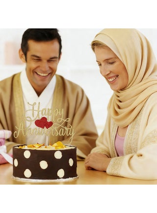 توبر كيك ذهبي لامع مع قلوب حمراء للاحتفال بالذكرى السنوية زينة حفلات فاخرة لذكرى الزواج احتفالات الشركات المناسبات الرومانسية الهامة تجديد العهود ذكرى والديك حفلات عشاء الذكرى السنوية - view 3